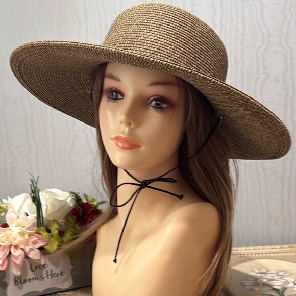 Scala Handcrafted Woven Paper Polyester Sun Hat Neutral Tan - Picture 1 of 12